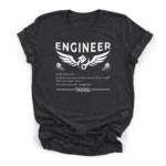 Vector graphic of winged piston and wrench with a funny engineer dictionary definition on a Premium T-Shirt.