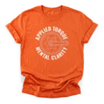 Vector line drawing of a bicycle crankset and chainring with text Applied Torque Mental Clarity on a Classic T-Shirt.