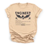 Vector graphic of winged piston and wrench with a funny engineer dictionary definition on a Premium T-Shirt.