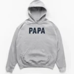 Hoodie featuring the word PAPA in bold letters containing icons of a hard hat, pistons, gear, and battery.