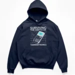 A graphing calculator displaying syntax error surrounded by thermodynamic equations like PV=nRT on a Hoodie.
