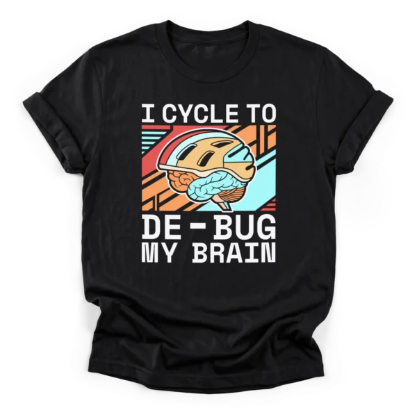 Black_Classic_CYC_Cycle_Debug_Brain Bike Helmet Programmer T-Shirt | Cycling Gift | CADShirts