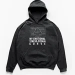 Funny line graph mapping a machinist's emotions to a stress-strain curve, ending with dropping the finished part on a Hoodie.