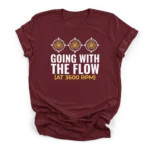 Three rotary pump impellers with fluid spirals and text Going With The Flow at 3600 RPM on a Premium T-Shirt.