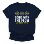 Three rotary pump impellers with fluid spirals and text Going With The Flow at 3600 RPM on a Classic T-Shirt.