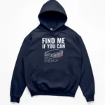 Distressed vintage illustration of a printed circuit board with a logic gate bug and text FIND ME IF YOU CAN on a Hoodie.