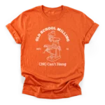 Vintage halftone illustration of a manual knee mill with text reading Old School Milling and CNC Can't Hang on a Classic T-Shirt.