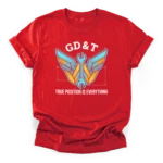 Symmetrical drafting wing graphic interlocked with a wrench featuring the text GD&T and True Position Is Everything on a Classic T-Shirt.