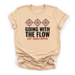 Three rotary pump impellers with fluid spirals and text Going With The Flow at 3600 RPM on a Premium T-Shirt.