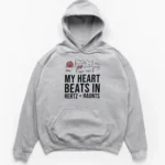 Halloween EKG heartbeat circuit graphic with drone TX controller, ghost, power pumpkin, and text My Heart Beats In Hertz + Haunts on a Hoodie.