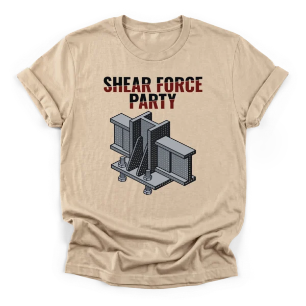 A heavy block-print style structural steel baseplate connection with anchor bolts and tiny W-section profiles on a Classic T-Shirt.