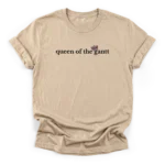 Minimalist typography 'queen of the gantt' in typewriter font on a Classic T-Shirt with a crown tilted over the 'g'.