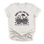 Vintage distressed graphic of two coffee mugs resembling cherries with Gantt chart patterns and Gantt All The Time text on a Premium T-Shirt.